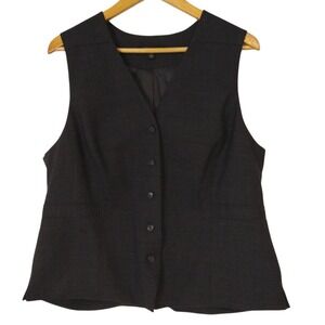 Twinhill Vest Women's XL Grey Wool Blend Dressy Formal Lined Button Up Vest